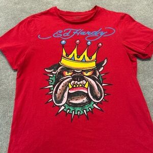 Ed Hardy Red Bulldog Crown mens Tee